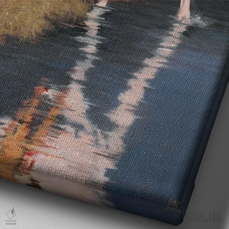 تابلو دکوراتیو "در میان درختان پنبه ای" اثر دیوید من - نمای نزدیک بافت بوم