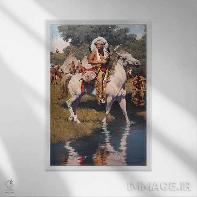 تابلو دکوراتیو "در میان درختان پنبه ای" اثر دیوید من - نمای قابدار سفید