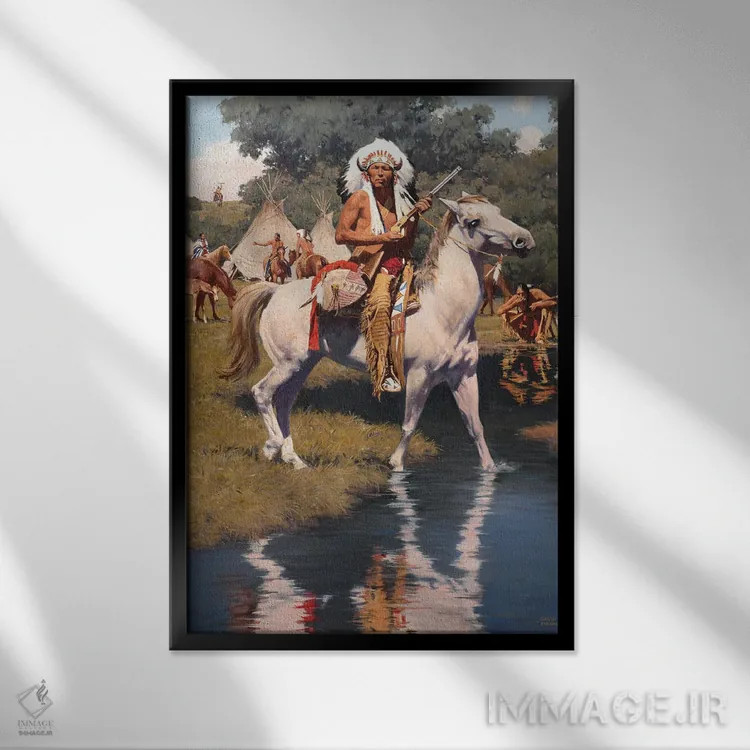 تابلو دکوراتیو "در میان درختان پنبه ای" اثر دیوید من - نمای قابدار مشکی