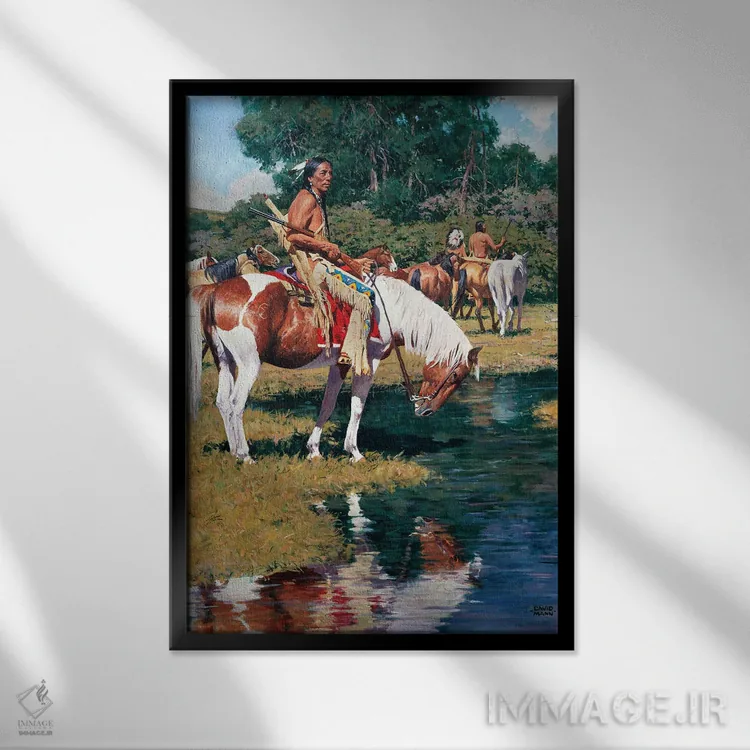 تابلو دکوراتیو "نگهبان پونی" اثر دیوید من - نمای قابدار مشکی