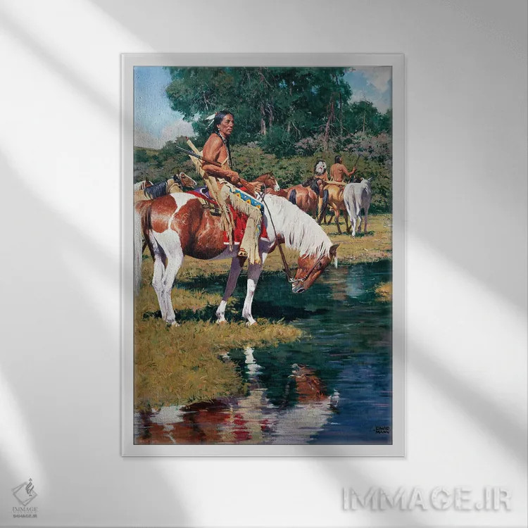 تابلو دکوراتیو "نگهبان پونی" اثر دیوید من - نمای قابدار سفید