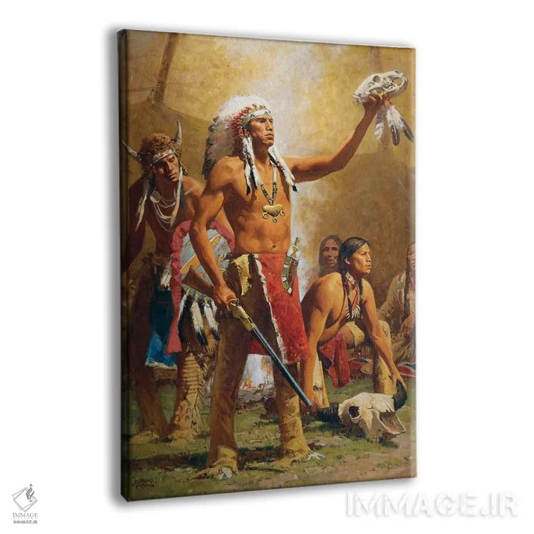 تابلو دکوراتیو "پرنده رعد و برق، خرس و بوفالو" اثر دیوید من - نمای پرسپکتیو محصول