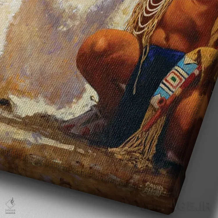 تابلو دکوراتیو "ردای بوفالوی سفید ۲" اثر دیوید من - نمای نزدیک بافت بوم