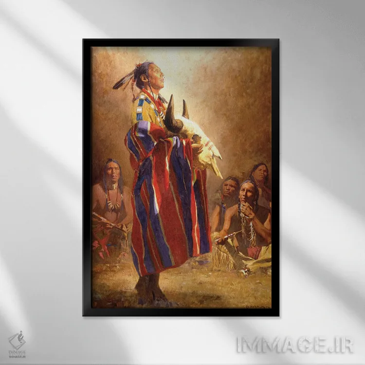 تابلو دکوراتیو چشم انداز بوفالو اثر دیوید من - نمای قابدار مشکی