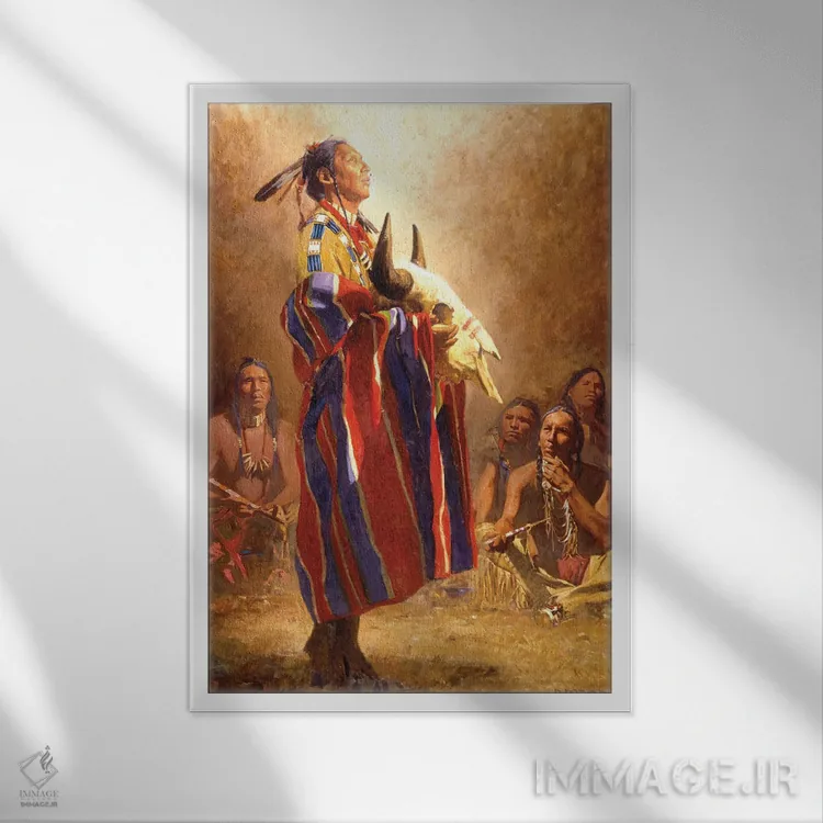 تابلو دکوراتیو چشم انداز بوفالو اثر دیوید من - نمای قابدار سفید