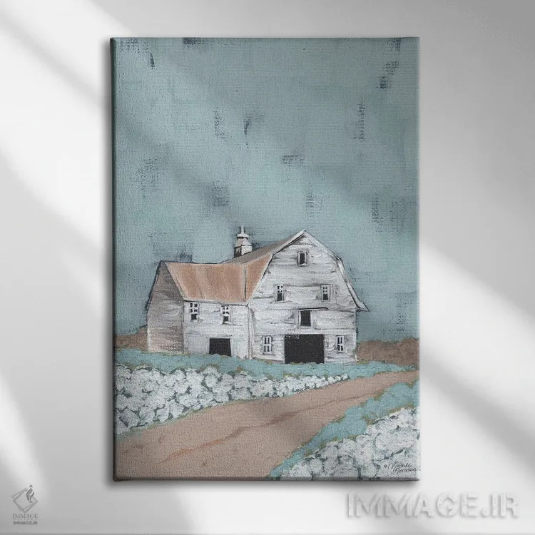 تابلو مدرن بزرگ شده در طویله اثر میشل نورمن - نمای روبهرو روی دیوار