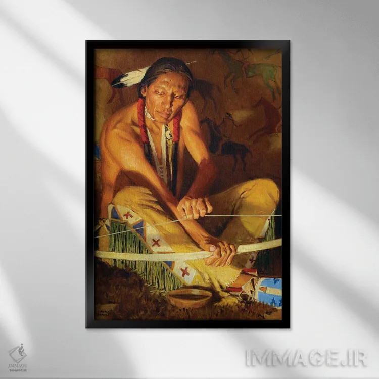 تابلو دکوراتیو چوب و زه اثر دیوید من - نمای قابدار مشکی