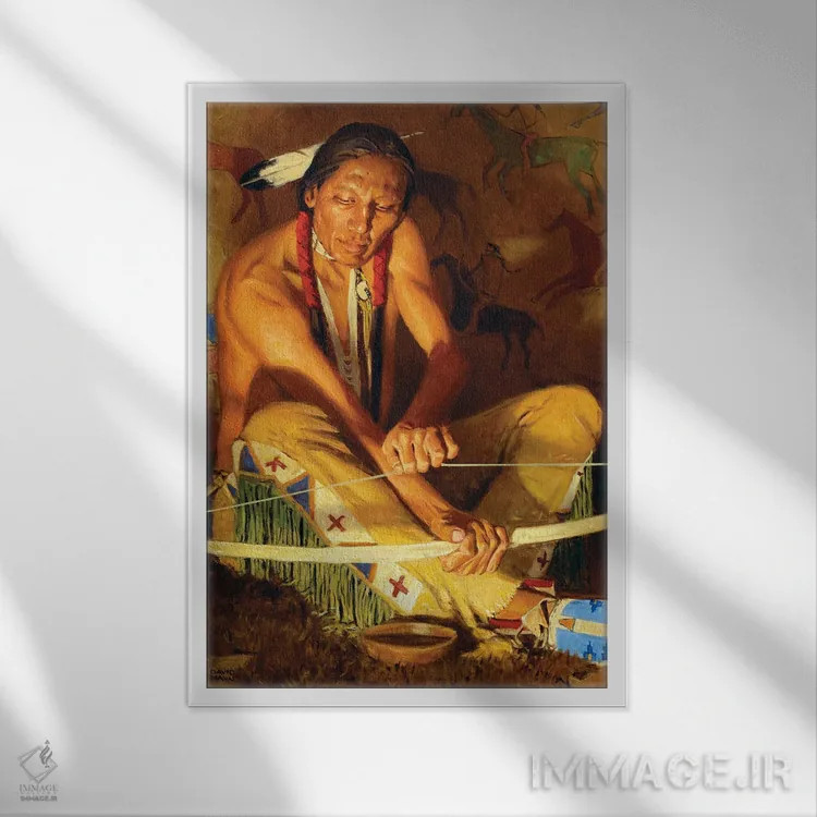 تابلو دکوراتیو چوب و زه اثر دیوید من - نمای قابدار سفید