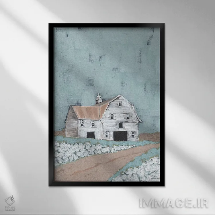 تابلو مدرن بزرگ شده در طویله اثر میشل نورمن - نمای قابدار مشکی