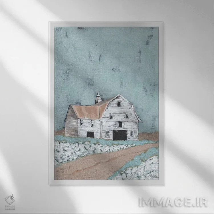 تابلو مدرن بزرگ شده در طویله اثر میشل نورمن - نمای قابدار سفید