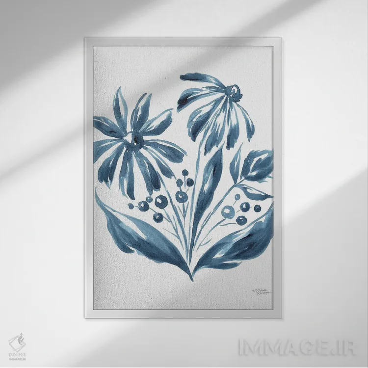 تابلو دکوراتیو مروارید آبی ۲ اثر میشل نورمن - نمای قابدار سفید