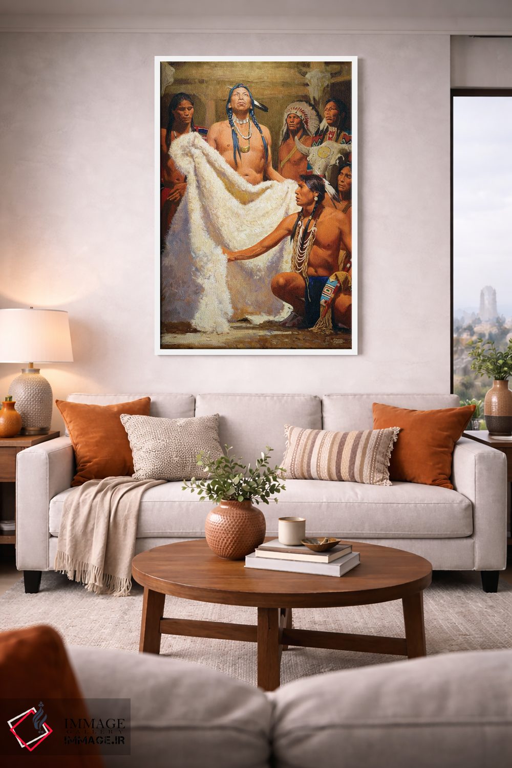 تابلو دکوراتیو "ردای بوفالوی سفید ۲" اثر دیوید من - D1W