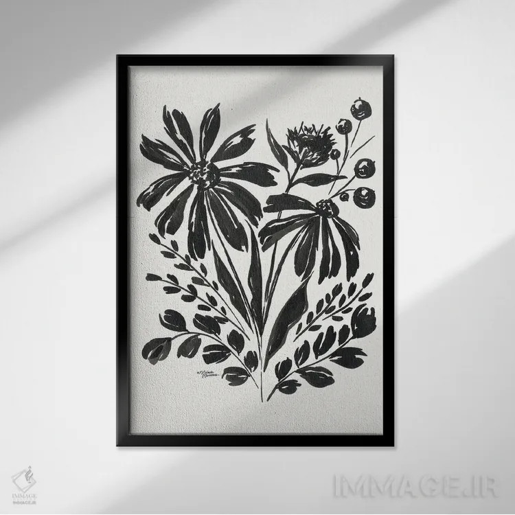 تابلو مدرن باغ گل مروارید ۲ اثر میشل نورمن - نمای قابدار مشکی