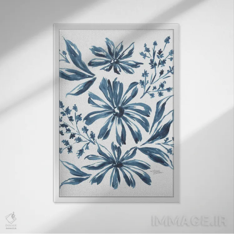 تابلو دکوراتیو مروارید آبی ۳ اثر میشل نورمن - نمای قابدار سفید