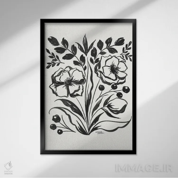 تابلو مدرن طرح گلی مایا اثر میشل نورمن - نمای قابدار مشکی