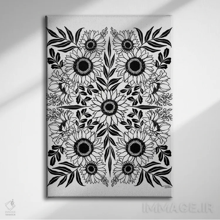 تابلو مدرن منتخبی از گل آفتابگردان اثر میشل نورمن - نمای روبهرو روی دیوار