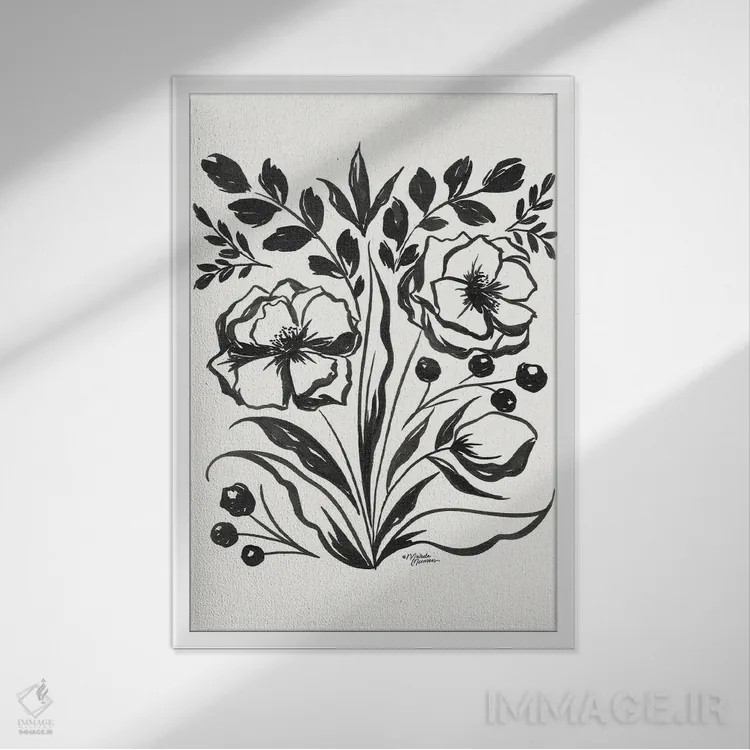 تابلو مدرن طرح گلی مایا اثر میشل نورمن - نمای قابدار سفید