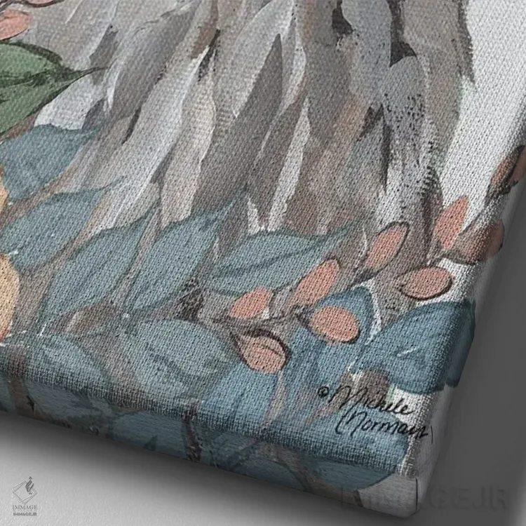 تابلو دکوراتیو مرغ در باغ اثر میشل نورمن - نمای نزدیک بافت بوم