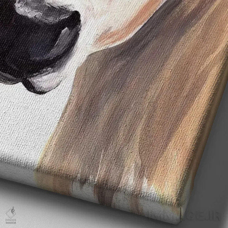 تابلو دکوراتیو گاو جرسی با تاج گل اثر میشل نورمن - نمای نزدیک بافت بوم