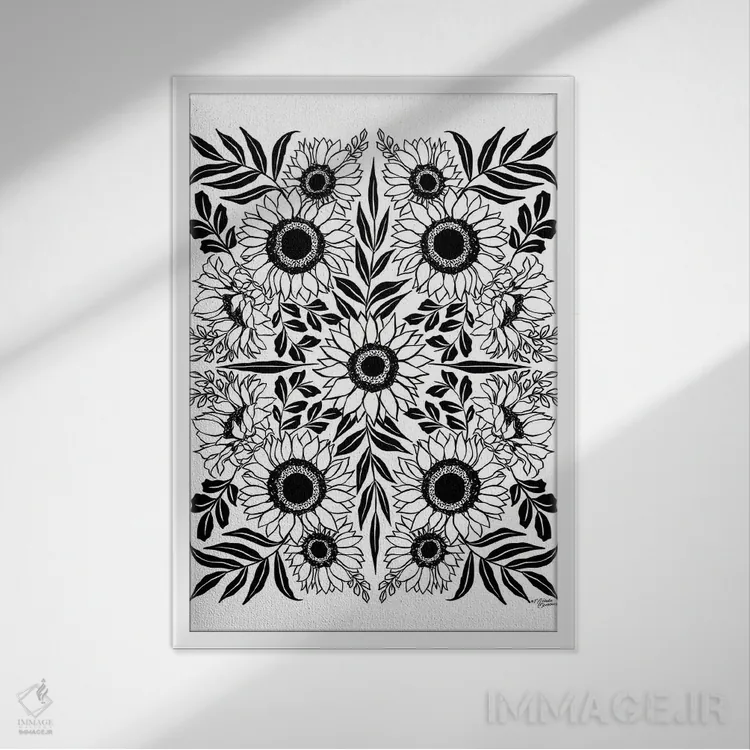 تابلو مدرن منتخبی از گل آفتابگردان اثر میشل نورمن - نمای قابدار سفید