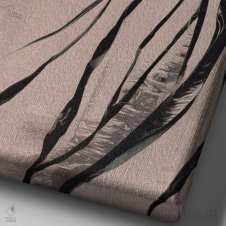 تابلو مینیمال زن در کنار دریاچه اثر آندریاس ماگنوسون - نمای نزدیک بافت بوم