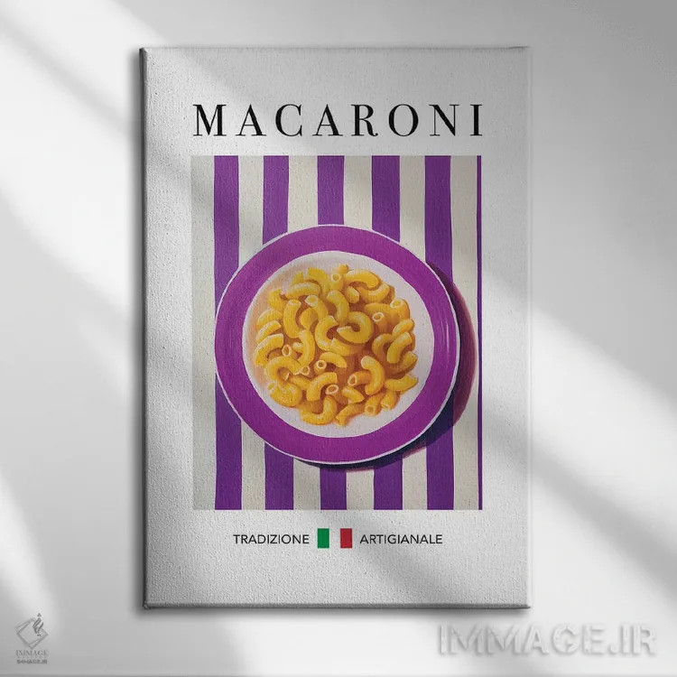 تابلو مدرن ماکارونی اثر آندریاس ماگنوسون - نمای روبهرو روی دیوار
