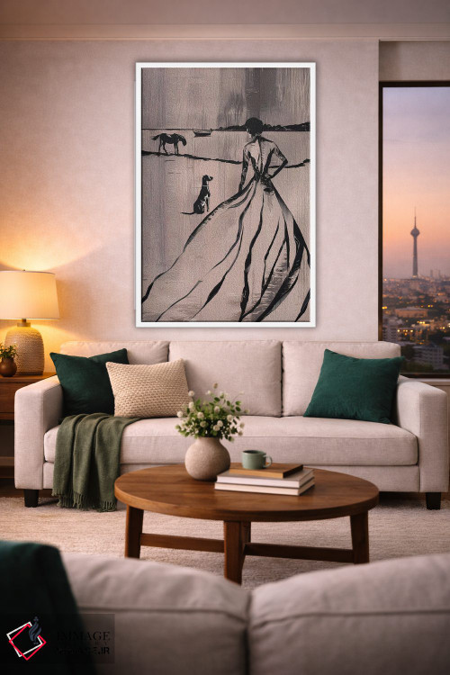 تابلو مینیمال زن در کنار دریاچه اثر آندریاس ماگنوسون - D1W