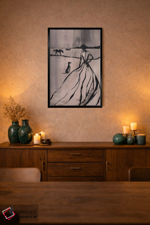 تابلو مینیمال زن در کنار دریاچه اثر آندریاس ماگنوسون - D2B