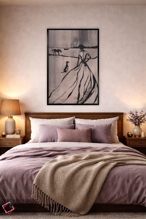 تابلو مینیمال زن در کنار دریاچه اثر آندریاس ماگنوسون - D4B