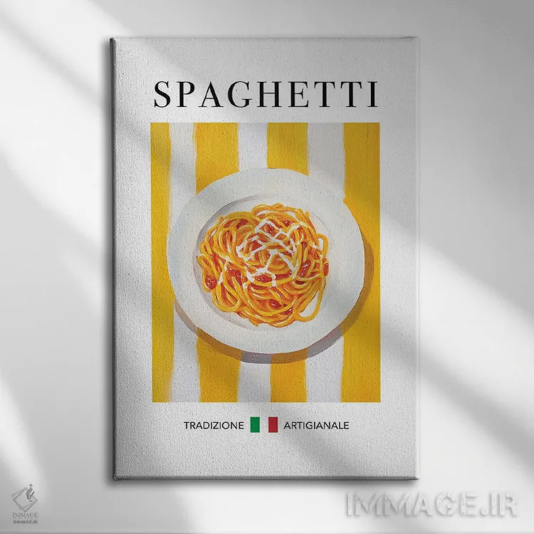 تابلو مدرن اسپاگتی اثر آندریاس ماگنوسون - نمای روبهرو روی دیوار
