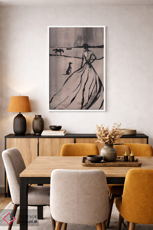 تابلو مینیمال زن در کنار دریاچه اثر آندریاس ماگنوسون - D5W