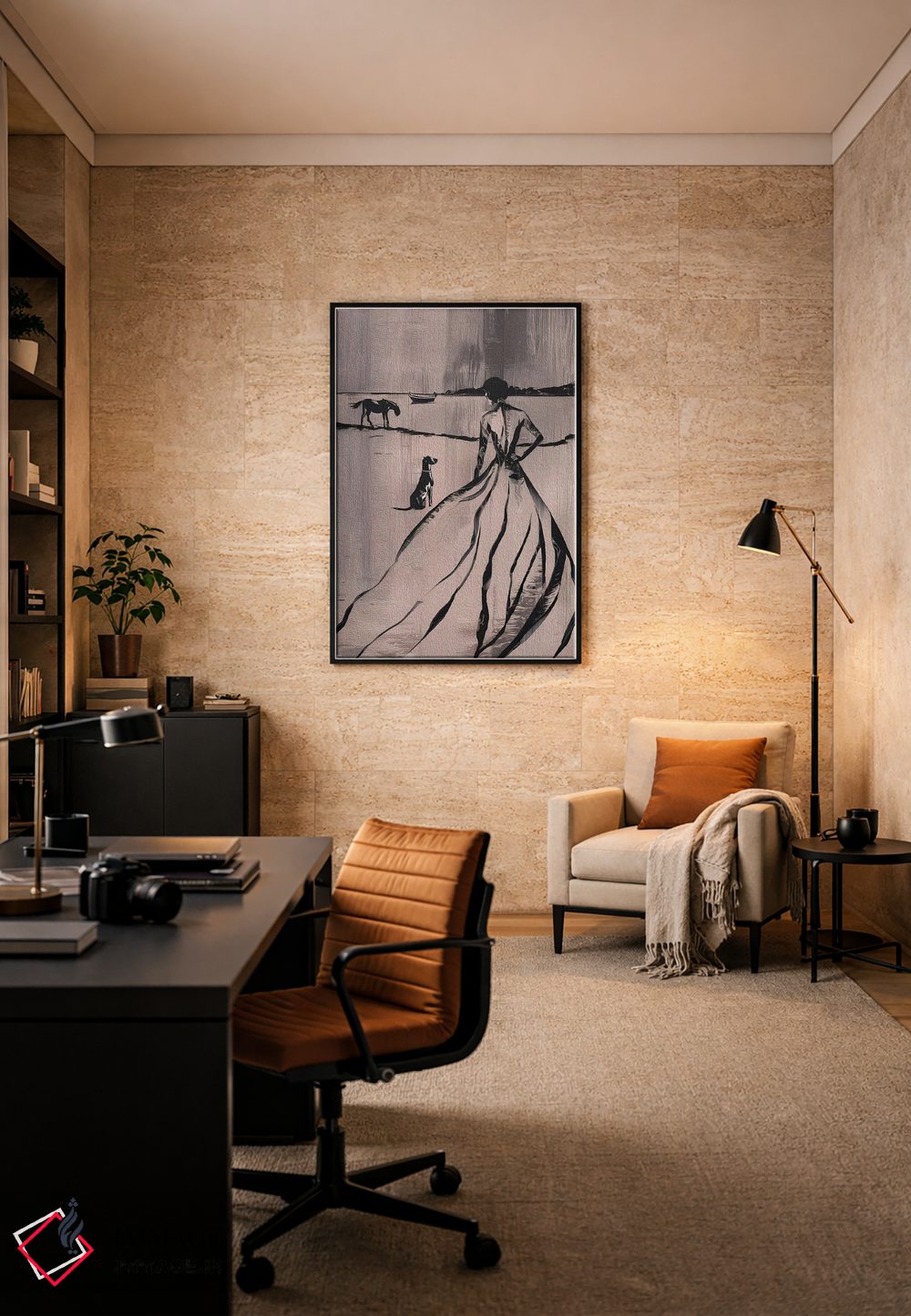تابلو مینیمال زن در کنار دریاچه اثر آندریاس ماگنوسون - D6B