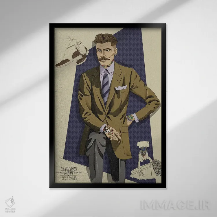 تابلو دکوراتیو خطرناک و شیک پوش اثر فایو بای فایو کالکتیو - نمای قابدار مشکی