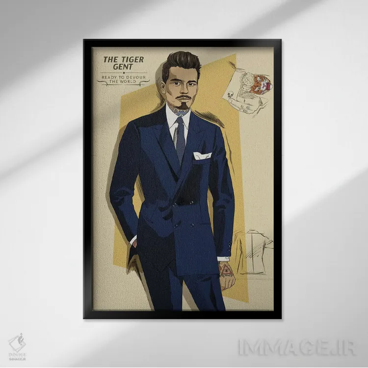 تابلو دکوراتیو آقای ببر اثر فایو بای فایو کالکتیو - نمای قابدار مشکی