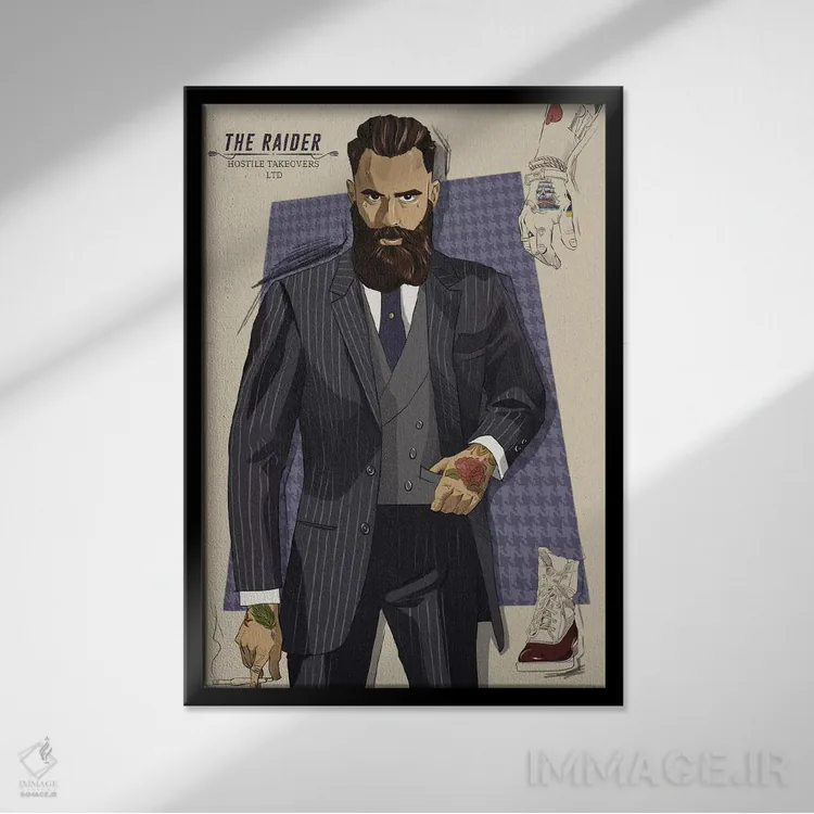 تابلو دکوراتیو یورش گر اثر فایو بای فایو کالکتیو - نمای قابدار مشکی