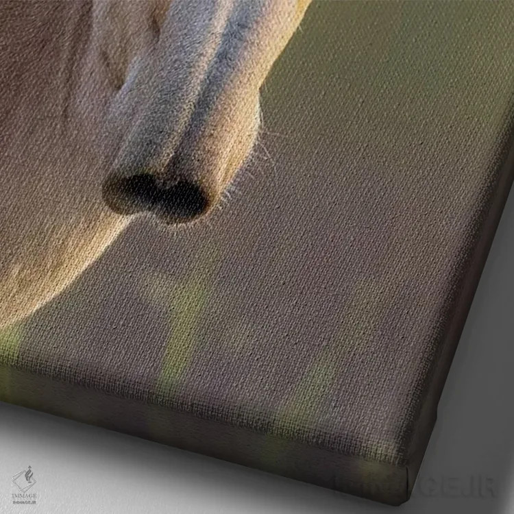 تابلو دکوراتیو سایگا نر جوان اثر موگنس تروله - نمای نزدیک بافت بوم