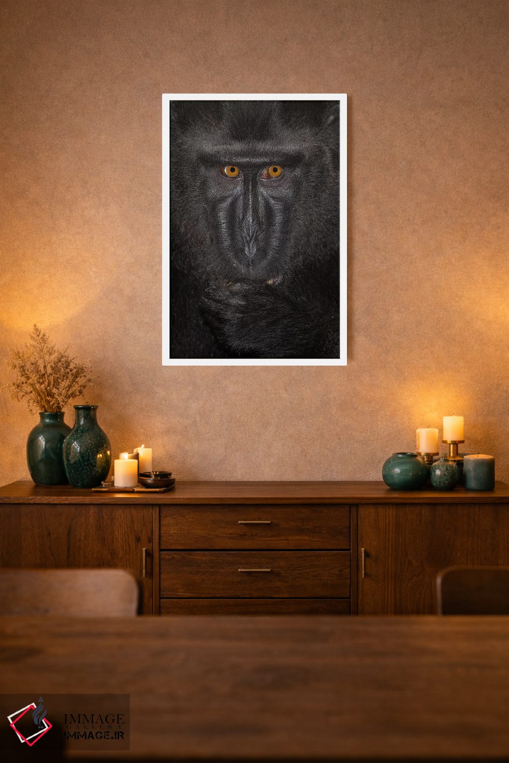 تابلو دکوراتیو ماکاک تاج دار سیاه آلفا کلوزآپ سولاوسی اثر موگنس تروله - D1W