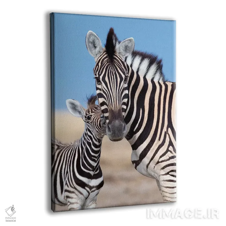 تابلو دکوراتیو مادر و کره گورخر اثر موگنس تروله - نمای پرسپکتیو محصول