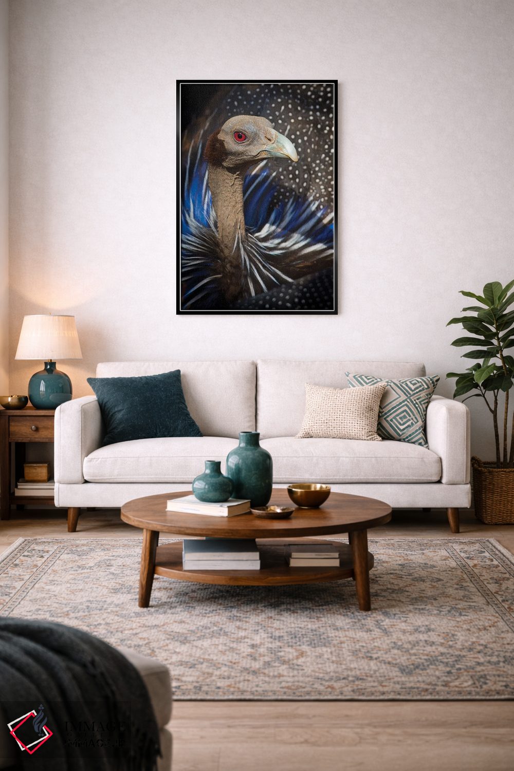 تابلو دکوراتیو مرغ مروارید کرکس نما اثر موگنس تروله - D4B