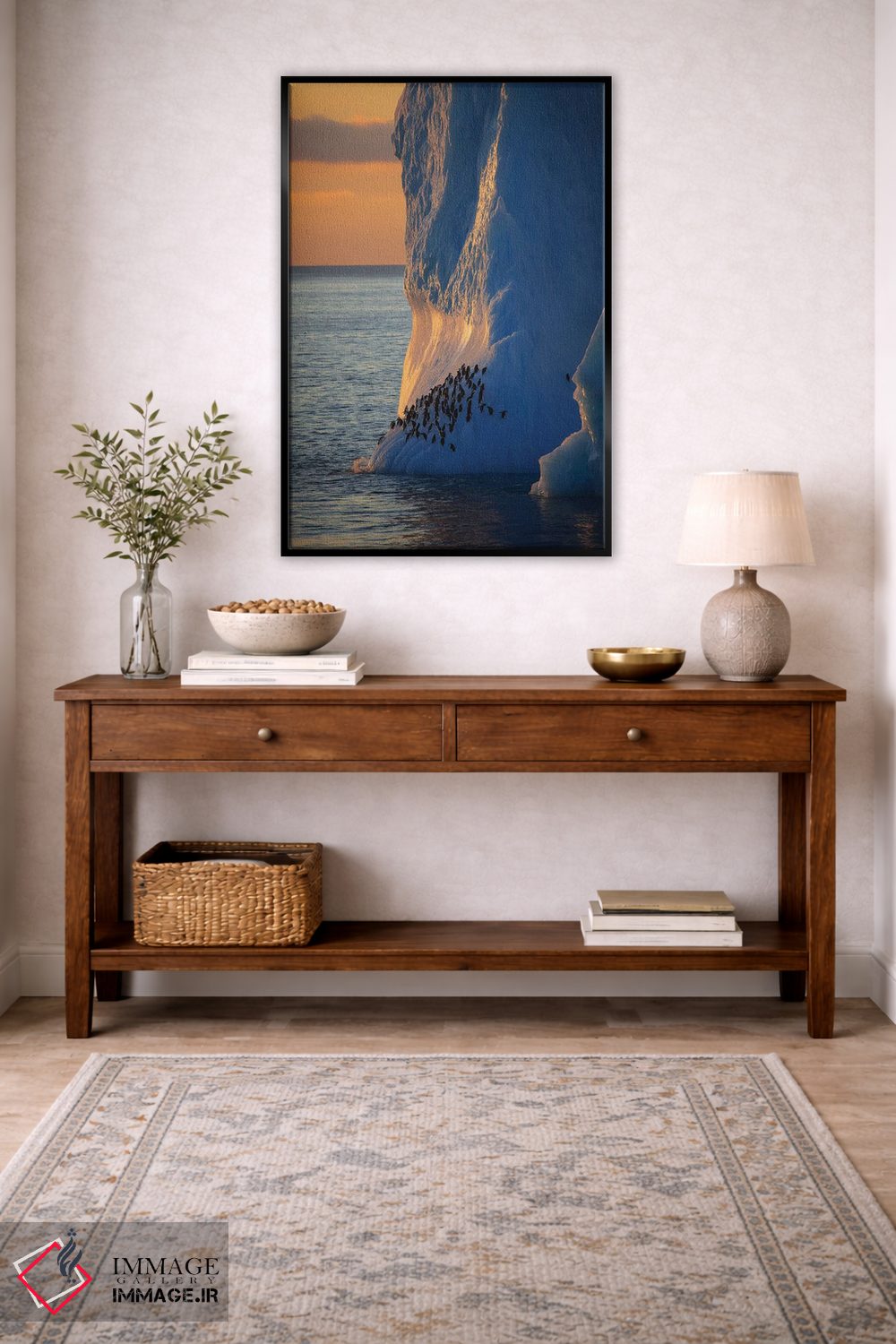 تابلو دکوراتیو پنگوئن های چانه بند روی برج یخی جنوبگان اثر موگنس تروله - D3B