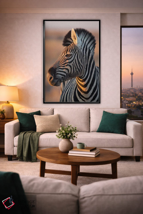 تابلو دکوراتیو گورخر نر در نور غروب اثر موگنس تروله - D2B