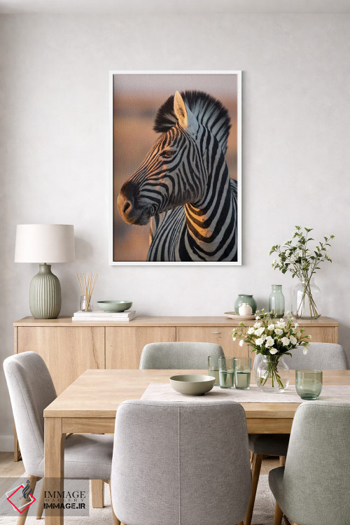 تابلو دکوراتیو گورخر نر در نور غروب اثر موگنس تروله - D5W