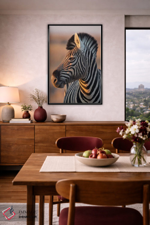 تابلو دکوراتیو گورخر نر در نور غروب اثر موگنس تروله - D4B