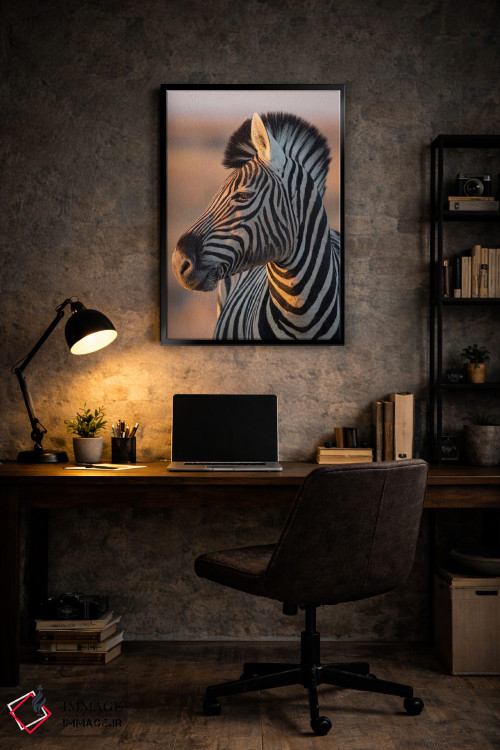 تابلو دکوراتیو گورخر نر در نور غروب اثر موگنس تروله - D6B