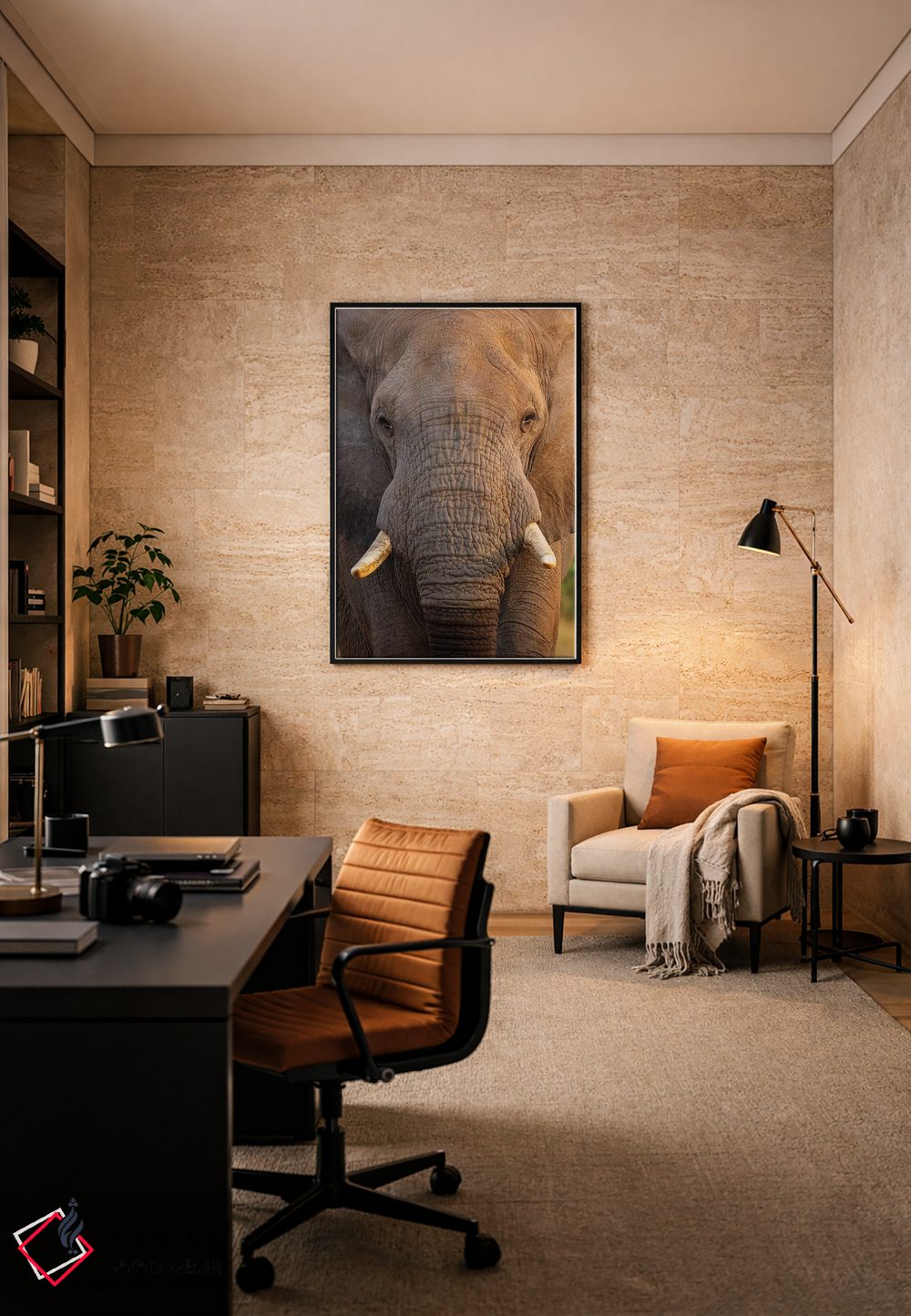 تابلو دکوراتیو نمای نزدیک فیل اثر موگنس تروله - D6B