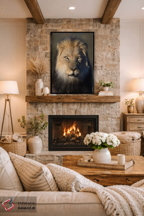 تابلو دکوراتیو شیر با یال سیاه اثر موگنس تروله - D1B