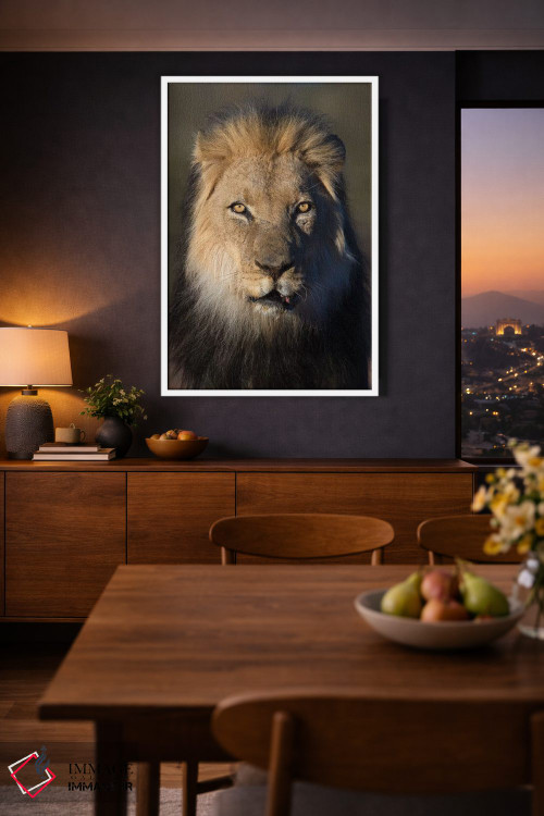 تابلو دکوراتیو شیر با یال سیاه اثر موگنس تروله - D3W