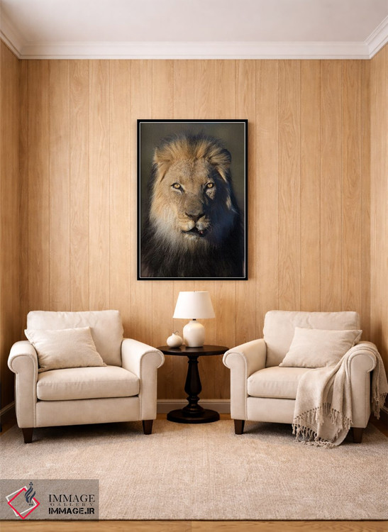 تابلو دکوراتیو شیر با یال سیاه اثر موگنس تروله - D5B