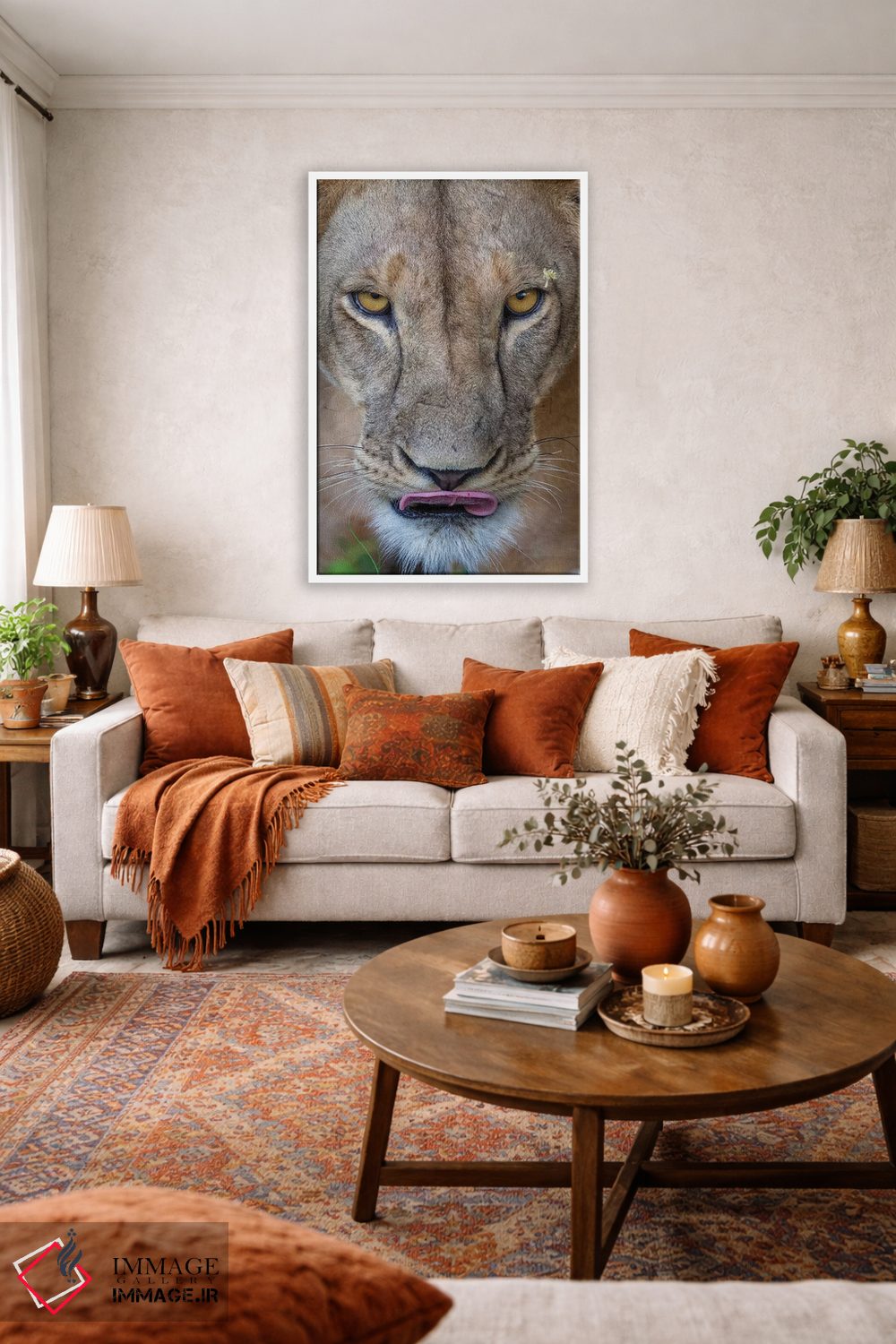 تابلو دکوراتیو شیر ماده با نگاه نافذ کنیا اثر موگنس تروله - D1W