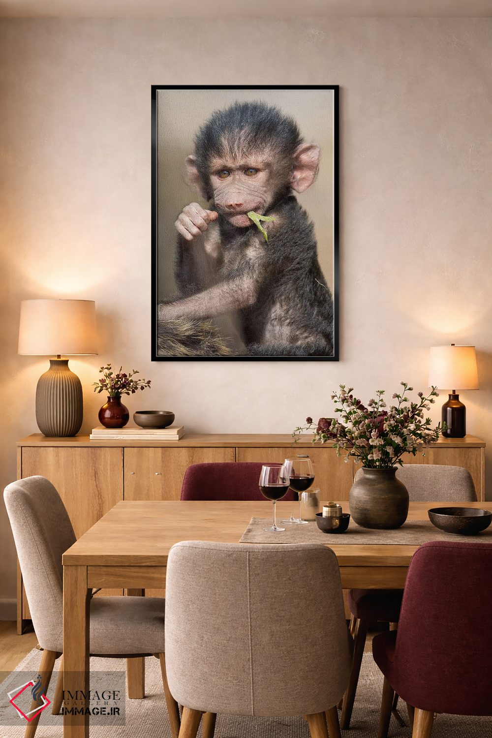 تابلو دکوراتیو بچه بابون عمودی اثر موگنس تروله - D5B